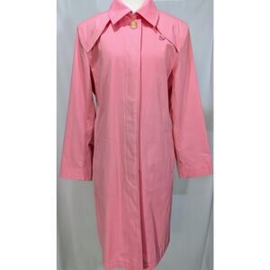 Vintage Talbots Pink Trench Raincoat Barbiecore Coat with Funky Lining Size 8